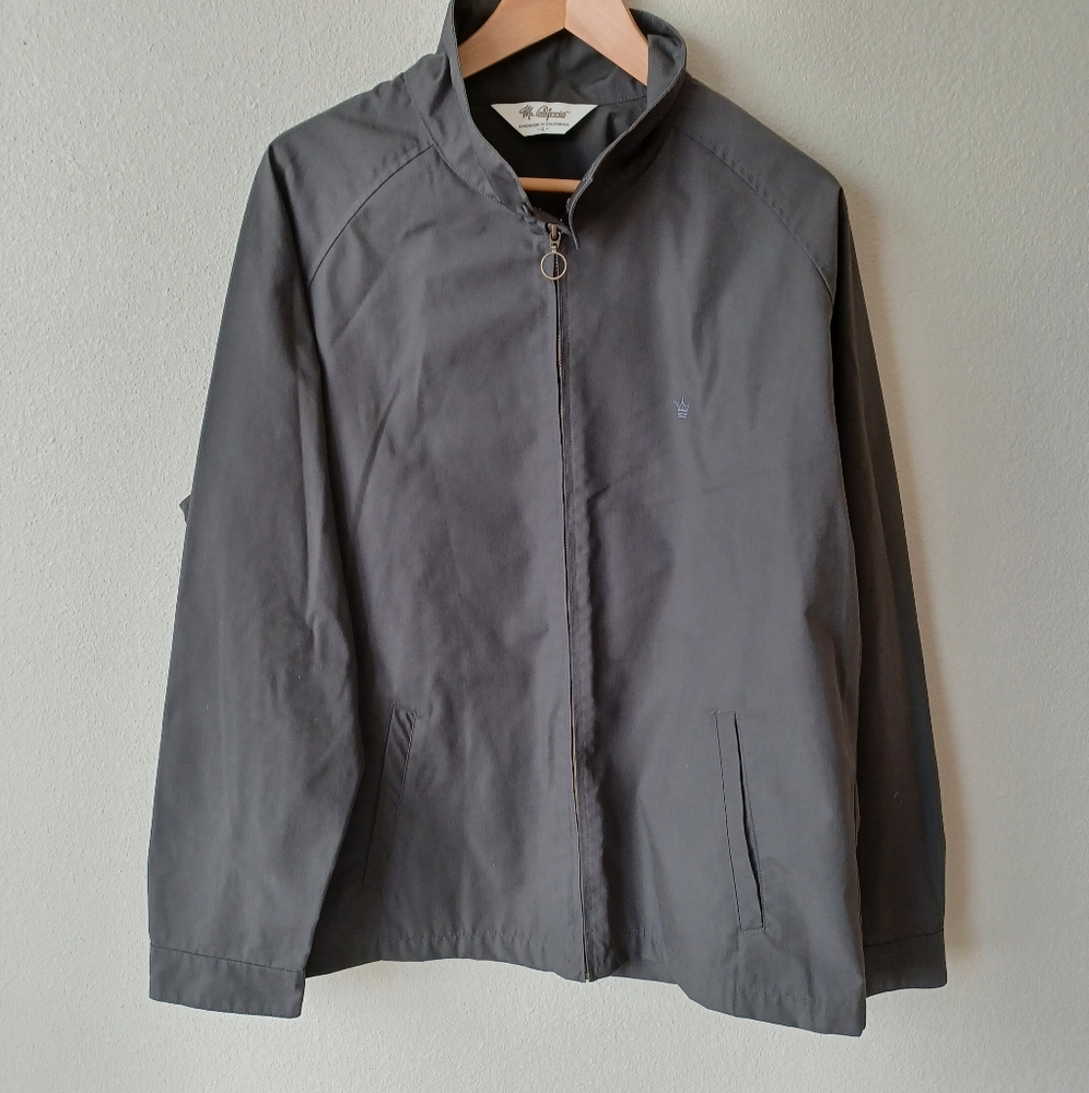 Mr. California Mens Zippered Lightweight Jacket Size Large Dk. Gray
